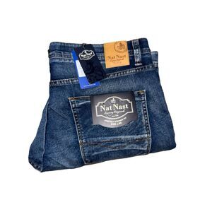 NWT Nat Nast Mens Classic Stretch Straight Fit Jeans Blue 38 X 30 S8T01PCAC